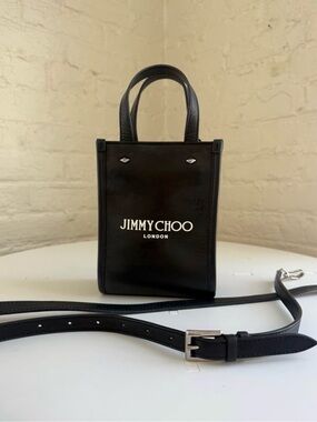 Jimmy Choo Black Leather Mini Tote Messenger